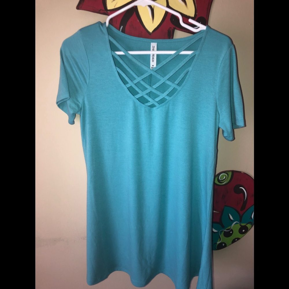 Teal Criss-Cross Top